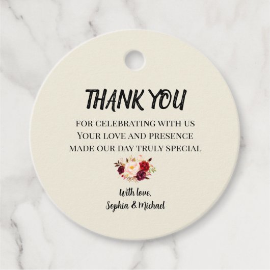 Elegant Floral Bedankjes Labels (Voorkant)