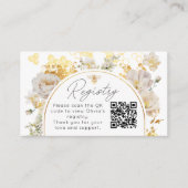 Elegant floral bee Registry QR Code Informatiekaartje (Voorkant)