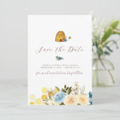 Elegant Floral bee slaat de datum Kaart (Staand voorkant)