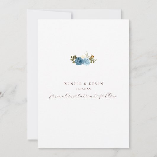 Elegant Floral bee slaat de datum Kaart (Achterkant)