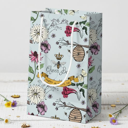 Elegant Floral Beehive & Flowers Blue Klein Cadeauzakje