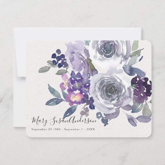 Elegant Floral begrafenis Memorial Bedankkaart (Achterkant)