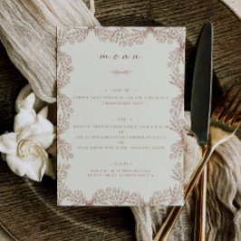 Elegant Floral Beige Cream Tafel Diner Menu