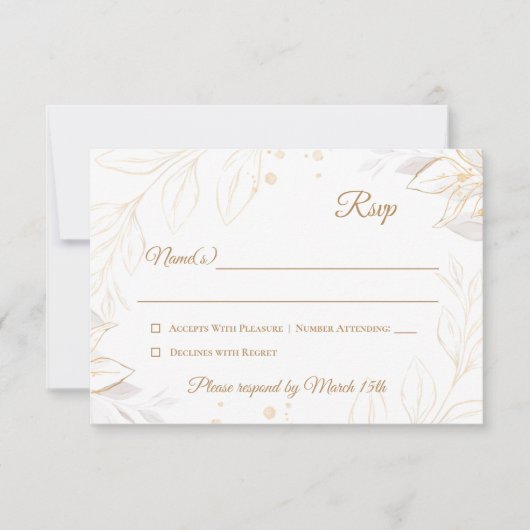 Elegant Floral Beige Response Kaart (Voorkant)
