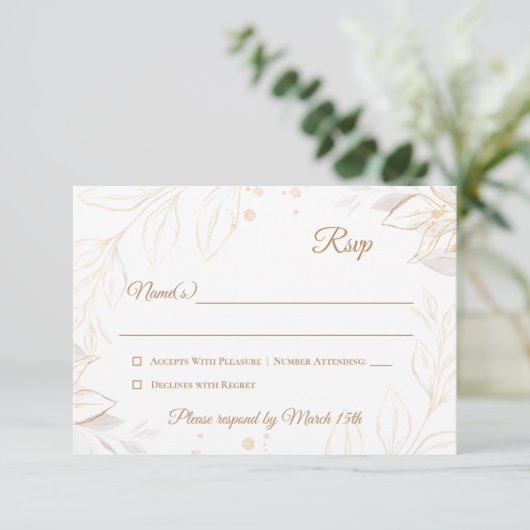 Elegant Floral Beige Response Kaart (Staand voorkant)