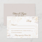 Elegant Floral Beige Response Kaart (Voorkant / Achterkant)
