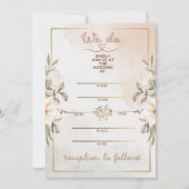 Elegant Floral Beige Watercolor Minimal Gold Frame Kaart (Voorkant)