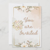 Elegant Floral Beige Watercolor Minimal Gold Frame Kaart (Achterkant)