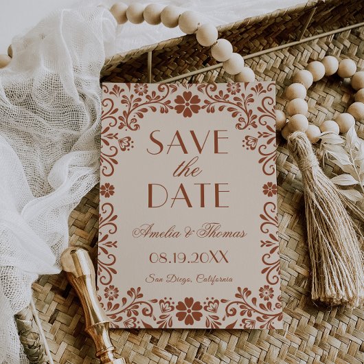 Elegant Floral Beige Wedding  Save The Date