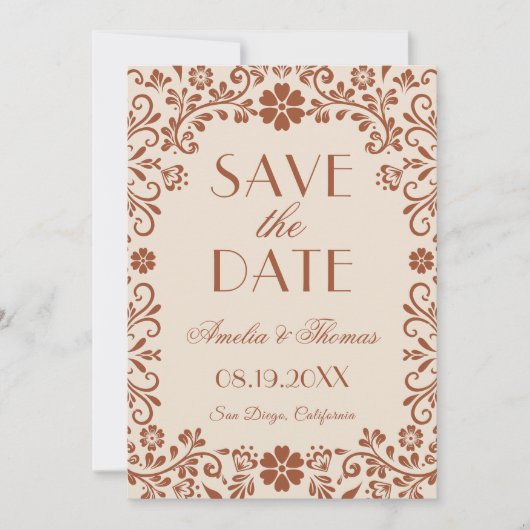 Elegant Floral Beige Wedding  Save The Date (Voorkant)