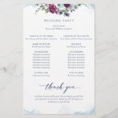 Elegant Floral Berry, Blue en Burgundy Wedding (Achterkant)