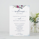 Elegant Floral Berry, Blue en Burgundy Wedding (Staand voorkant)