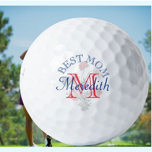 Elegant Floral Best Mam Name Monogram Golfballen