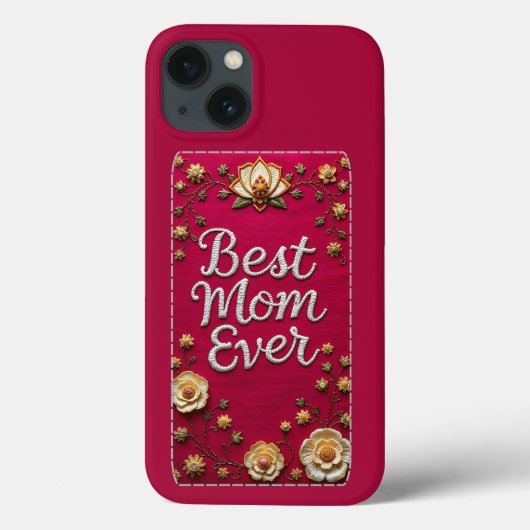 Elegant Floral Best Mom Ever iPhone Case (Achterkant)