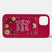 Elegant Floral Best Mom Ever iPhone Case (Achterkant (horizontaal))