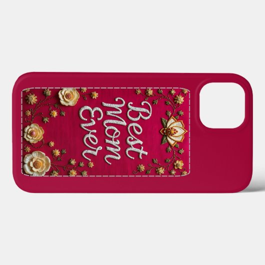 Elegant Floral Best Mom Ever iPhone Case (Achterkant (horizontaal))