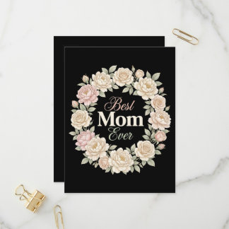 Elegant Floral Best Mom Ever Wreath Uitnodiging Briefkaart