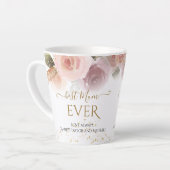 Elegant Floral Best Mum Ever Gold Glitter Names Latte Mok (Linkerhoek)