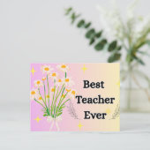 Elegant Floral Best Teacher Ever Gift Design Briefkaart (Staand voorkant)