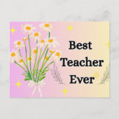 Elegant Floral Best Teacher Ever Gift Design Briefkaart (Voorkant)