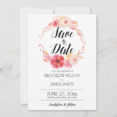 Elegant Floral bewaar de datumkaarten met spat Save The Date (Voorkant)