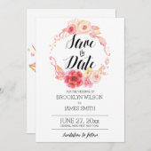 Elegant Floral bewaar de datumkaarten met spat Save The Date (Voorkant / Achterkant)