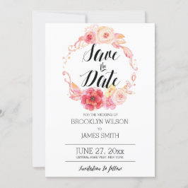 Elegant Floral bewaar de datumkaarten met spat Save The Date