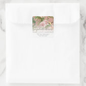 Elegant Floral  Birds Dusty Pink Roses Vierkante Sticker (Tas)