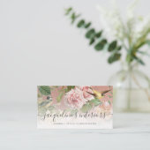 Elegant Floral  Birds Rozen Dusty Pink Visitekaartje (Staand voorkant)