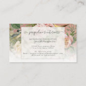 Elegant Floral  Birds Rozen Dusty Pink Visitekaartje (Achterkant)