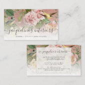 Elegant Floral  Birds Rozen Dusty Pink Visitekaartje (Voorkant / Achterkant)
