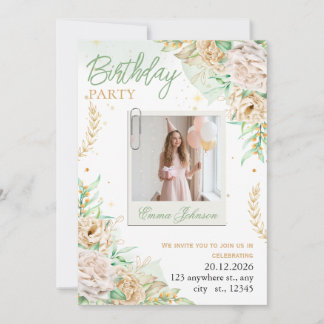 Elegant Floral Birthday Kaart