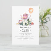 Elegant Floral Birthday Par-tea Kaart (Staand voorkant)