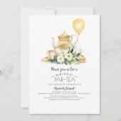 Elegant Floral Birthday Par-tea Uitnodiging (Voorkant)