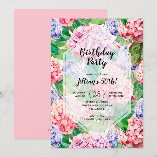 Elegant Floral Birthday Party (Voorkant / Achterkant)