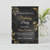 Elegant Floral Birthday Party Invitation Kaart (Staand voorkant)