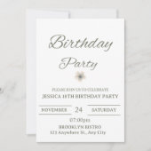 Elegant Floral Birthday Party Invitation – Minimal Kaart (Voorkant)