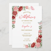 Elegant Floral Birthday Party Kaart (Voorkant / Achterkant)