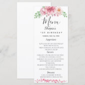 Elegant Floral Birthday Party Menu (Voorkant / Achterkant)