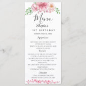 Elegant Floral Birthday Party Menu (Voorkant)
