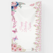 Elegant Floral Birthday Party Spandoek (Verticaal)