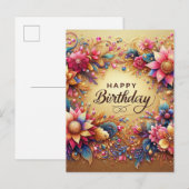 Elegant Floral Birthday Wenskaart Briefkaart (Voorkant / Achterkant)