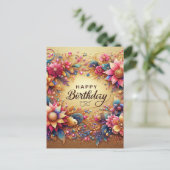 Elegant Floral Birthday Wenskaart Briefkaart (Staand voorkant)
