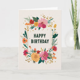 Elegant Floral Birthday Wishes Kaart