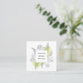 Elegant Floral Black and White Referral-kaart Vierkante Visitekaartje (Staand voorkant)