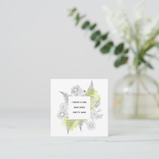 Elegant Floral Black and White Referral-kaart Vierkante Visitekaartje (Staand voorkant)