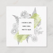 Elegant Floral Black and White Referral-kaart Vierkante Visitekaartje (Voorkant)