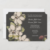 Elegant Floral Black Copper Magnolia Wedding Kaart (Voorkant)