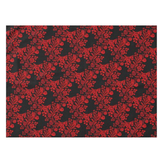 Elegant Floral Black en Red  Tafelkleed (Voorkant (Horizontaal))