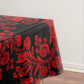 Elegant Floral Black en Red  Tafelkleed (Voorbeeld)